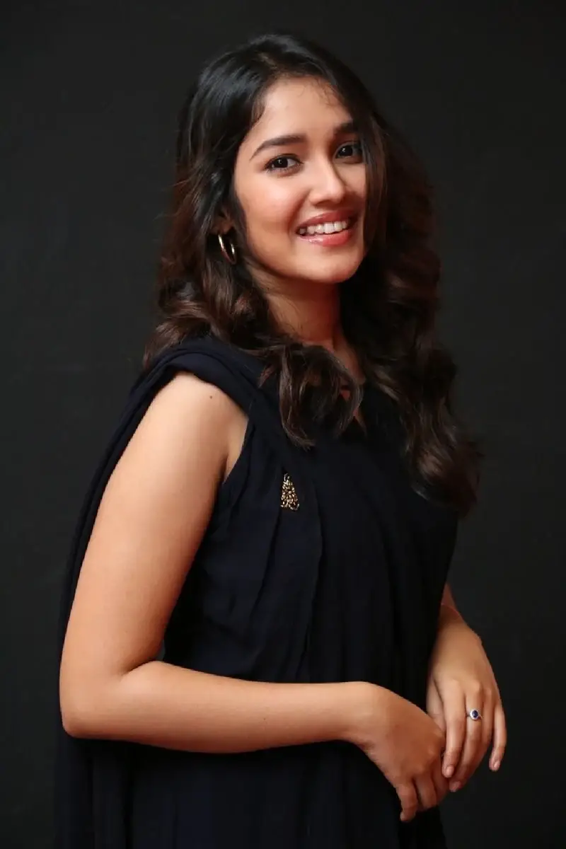 Actress Anikha Surendran in Black Dress at Butta Bomma Movie Trailer Launch